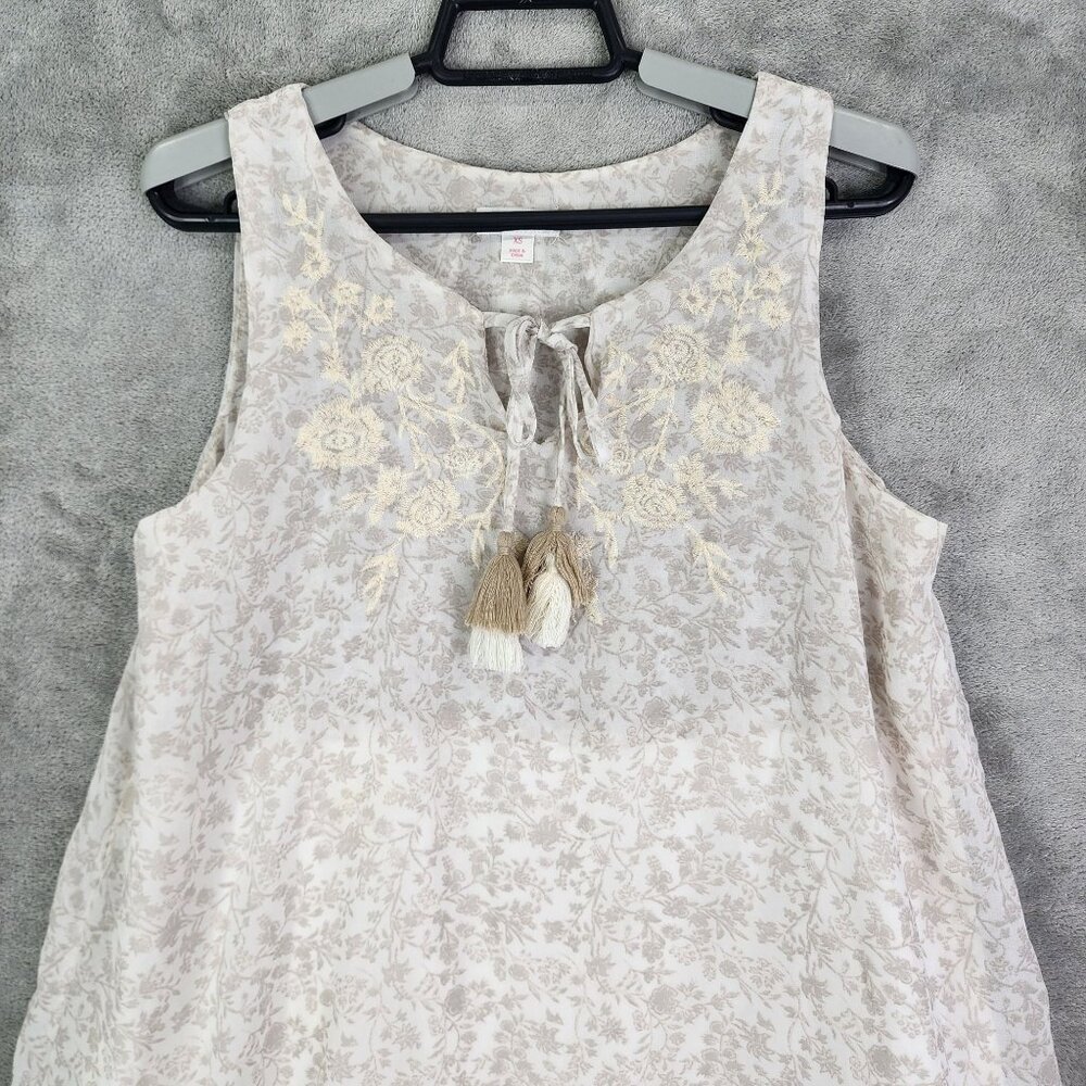 Women's  Beige & White Xhilaration Floral Dress Sleeveless Layered Size XS - Picture 4 of 11